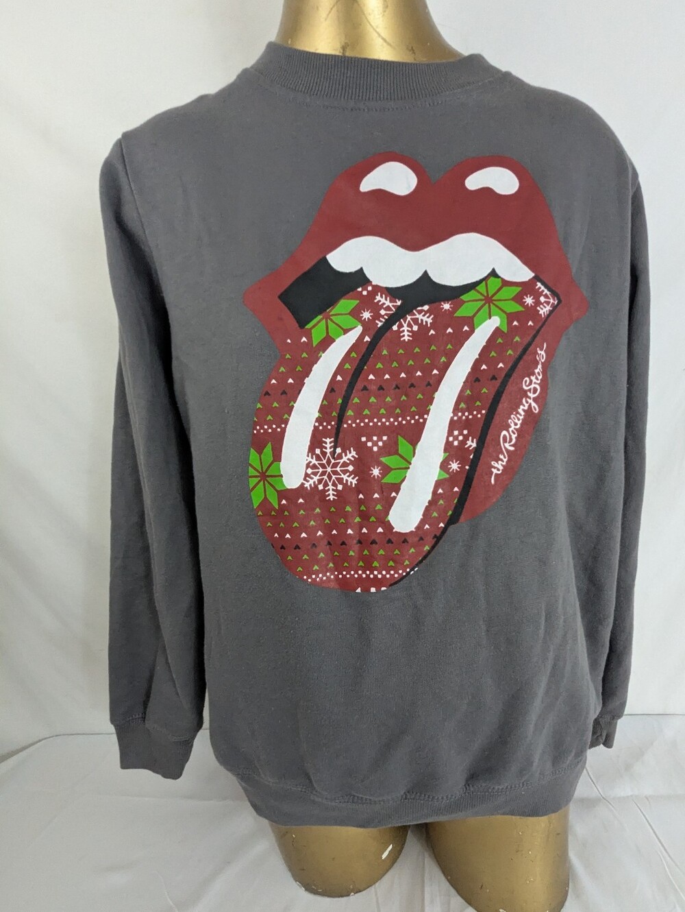 The Rolling Stones Christmas Gray Crewneck Sweatshirt Large